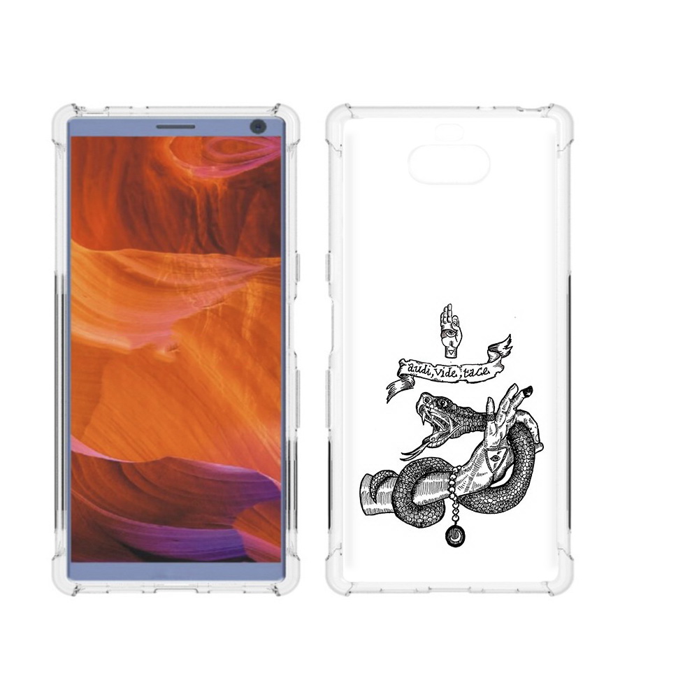 

Чехол MyPads Tocco для Sony Xperia 10 Plus змея на руке рисунок, Прозрачный, Tocco