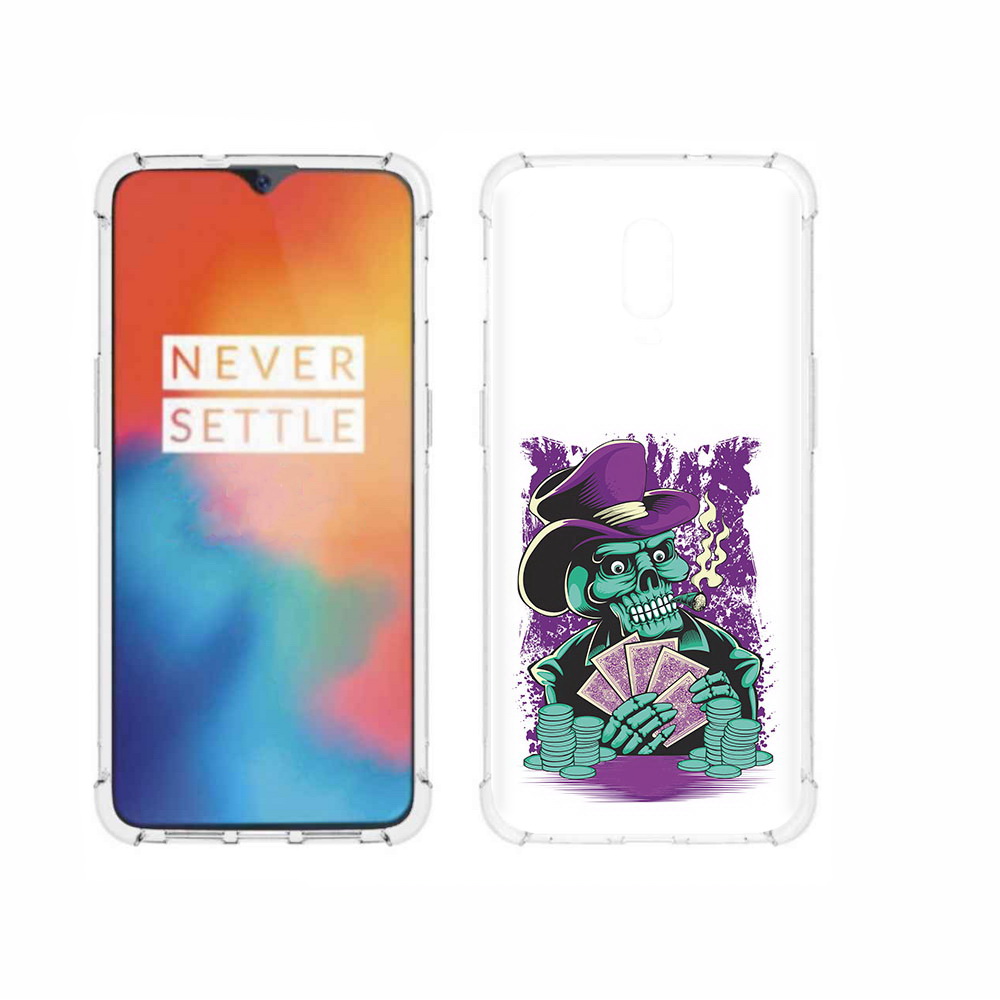 

Чехол MyPads Tocco для OnePlus 6T зеленый череп с картами, Прозрачный, Tocco