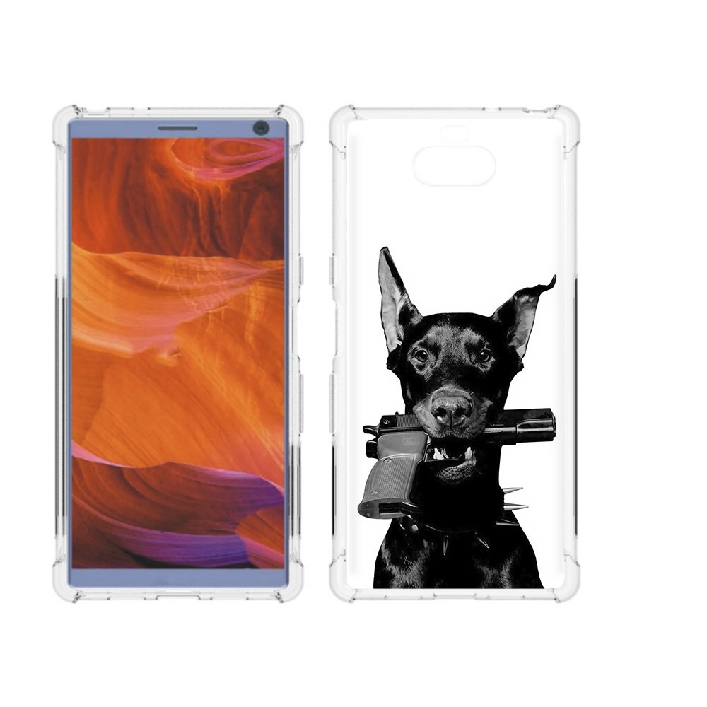 

Чехол MyPads Tocco для Sony Xperia 10 Plus доберман с пистолетом, Прозрачный, Tocco