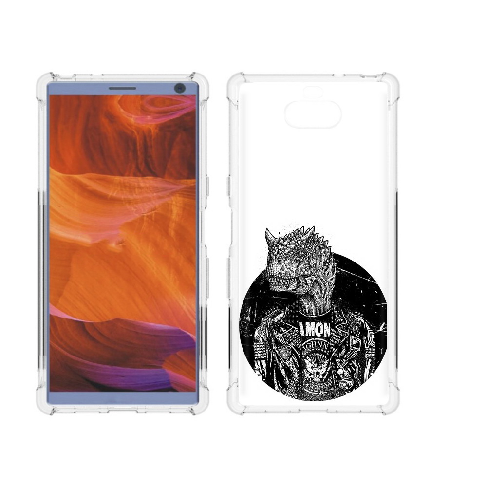 

Чехол MyPads Tocco для Sony Xperia 10 Plus динозавр в куртке, Прозрачный, Tocco