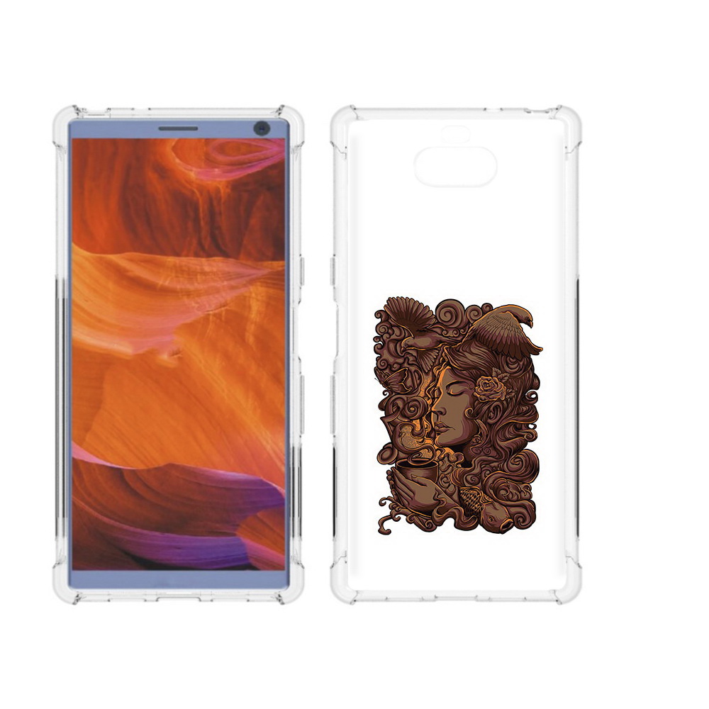 

Чехол MyPads Tocco для Sony Xperia 10 Plus девушка с длинными волосами абстракция, Прозрачный, Tocco