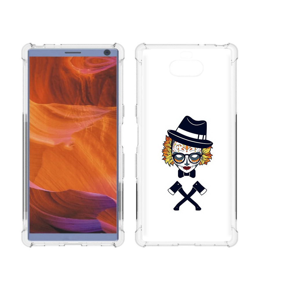 

Чехол MyPads Tocco для Sony Xperia 10 Plus девушка в маске с топорами рисунок, Прозрачный, Tocco