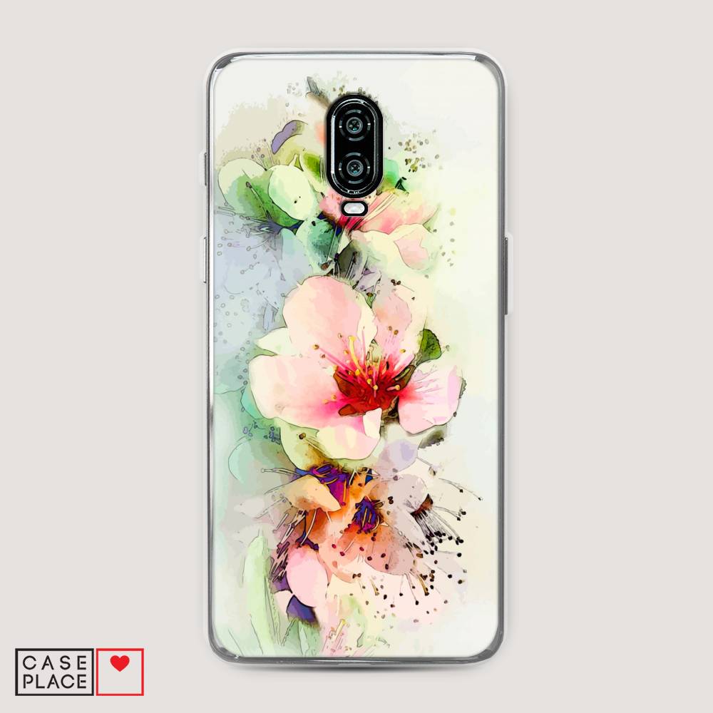 

Чехол на Oneplus 6T "Нежные цветы", Зеленый;розовый, 150650-2