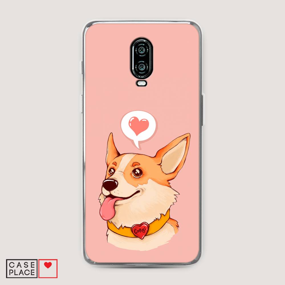 

Чехол на Oneplus 6T "Корги язык", Розовый;коричневый, 150650-1