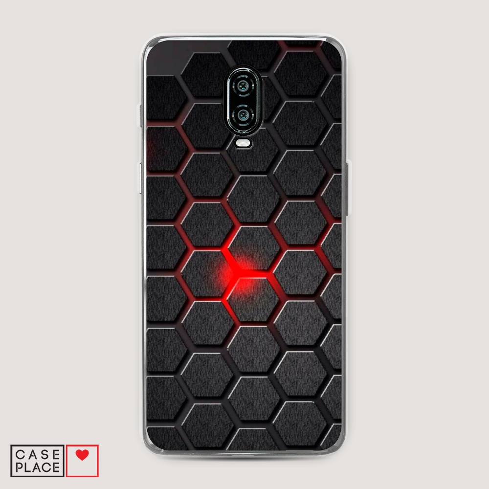 

Чехол на Oneplus 6T "Соты красные", Красный;черный;серый, 150650-3