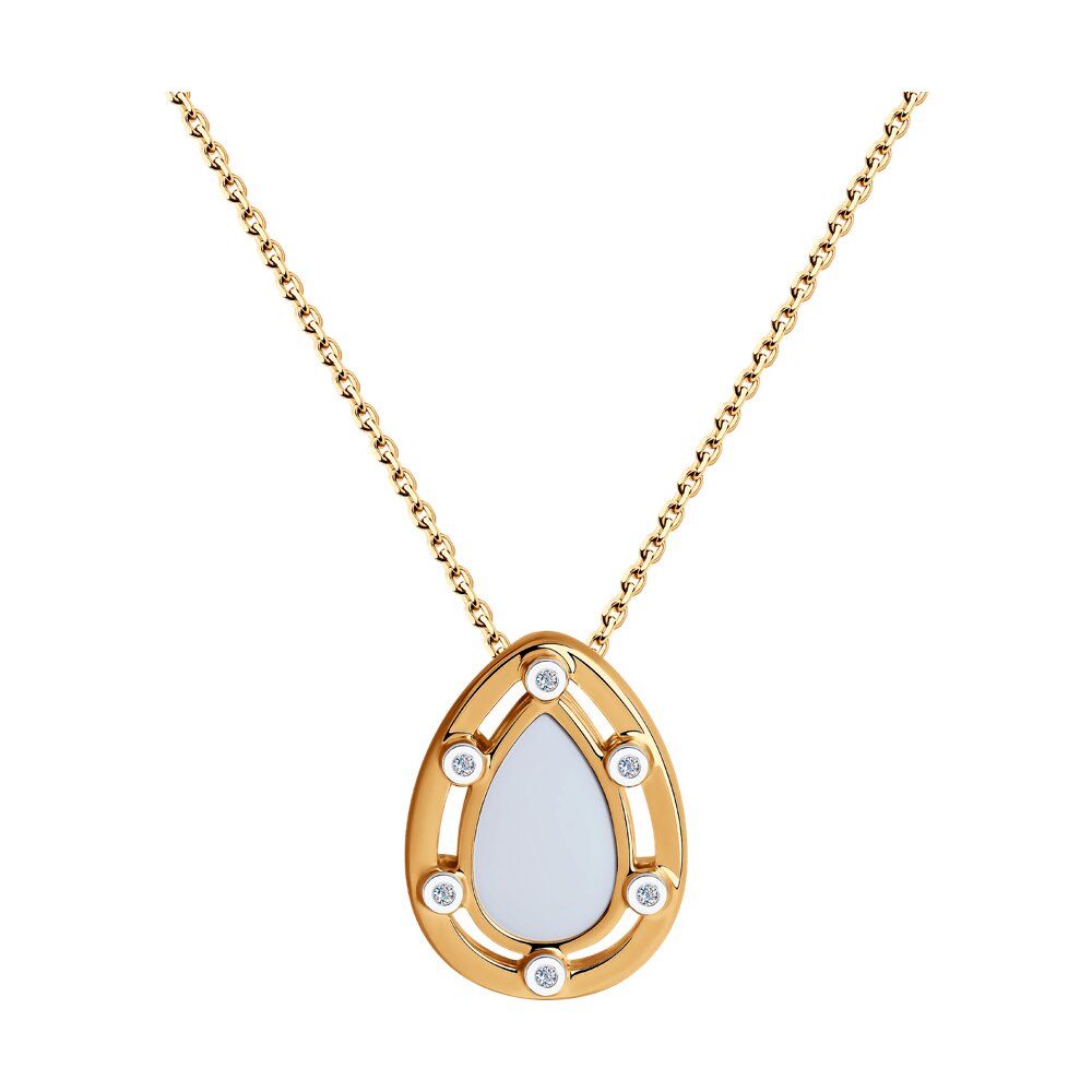 

Колье из серебра 40 см Diamant 93-170-01592-1, фианит/эмаль, 93-170-01592-1