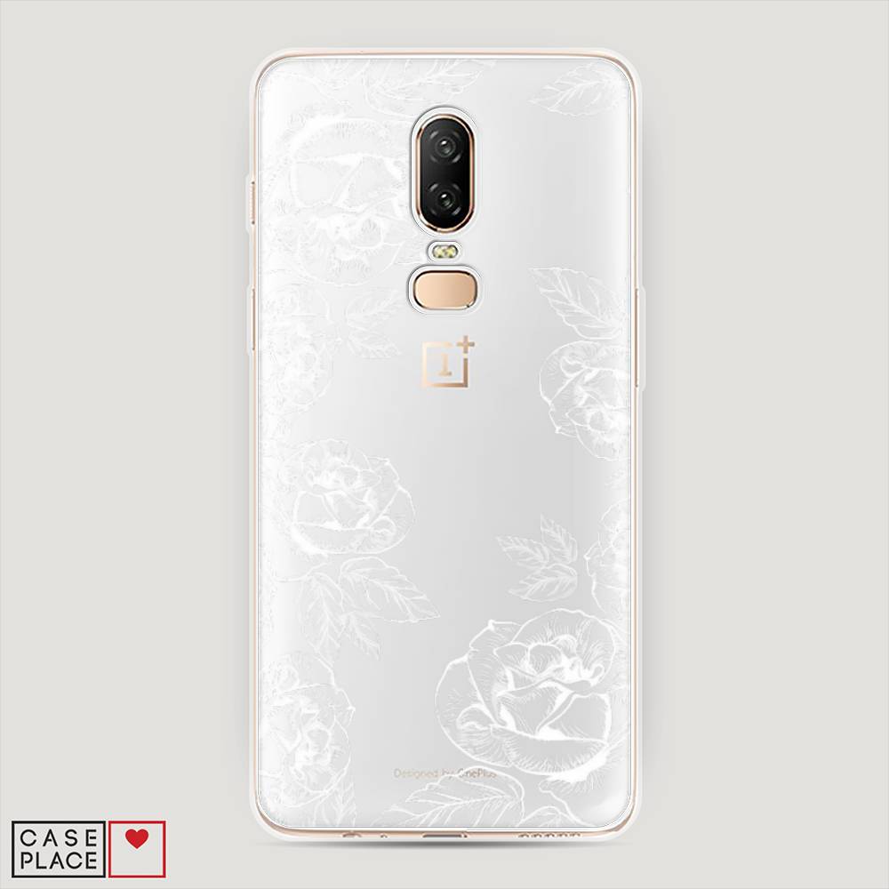 

Чехол на OnePlus 6 "Розы графика", Черный;серый, 150550-2