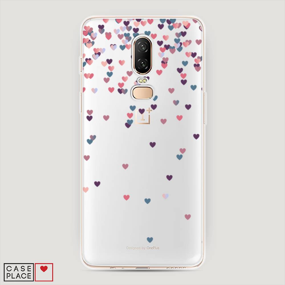 

Чехол на OnePlus 6 "Посыпка сердечки", Розовый;фиолетовый, 150550-3