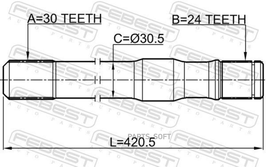 

FEBEST ПОЛУОСЬ ПРАВАЯ 30X421X24