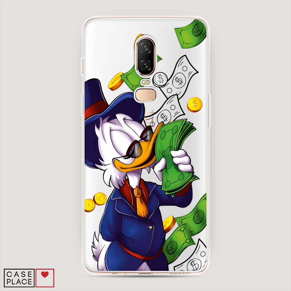 

Чехол на OnePlus 6 "Scrooge McDuck with Money", Синий;зеленый;белый, 150550-6