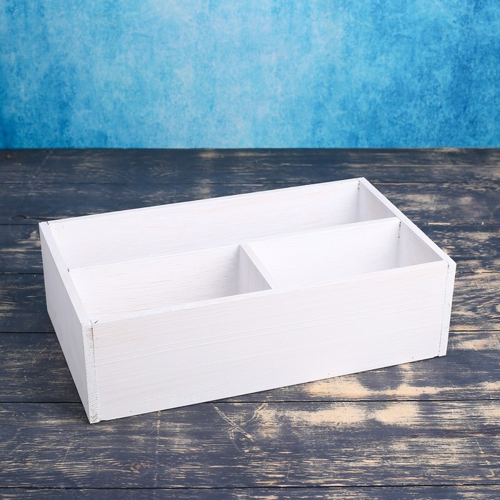 Ящик деревянный 20.5x34.5x10 см подарочный комодик белая кисть