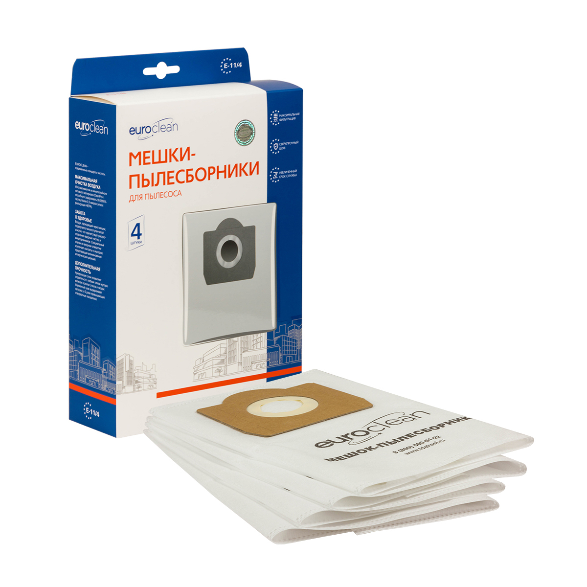 

Мешки-пылесборники Euroclean синтетические 4 шт для пылесоса TECO KETEL