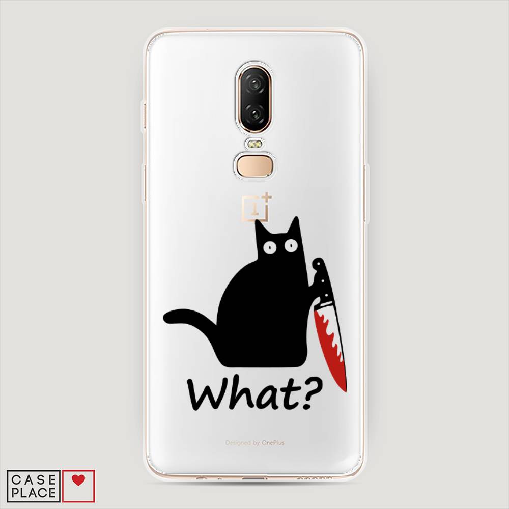 

Чехол на OnePlus 6 "Котик с ножом", Черный;красный, 150550-6