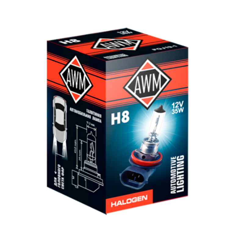 Лампа галогенная H8 12V 35W AWM 817527012009