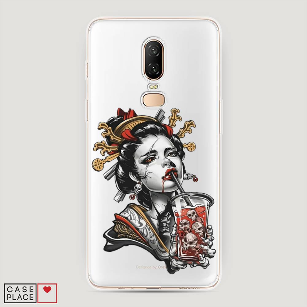 

Чехол на OnePlus 6 "Опасная гейша", Красный;черный;серый, 150550-4