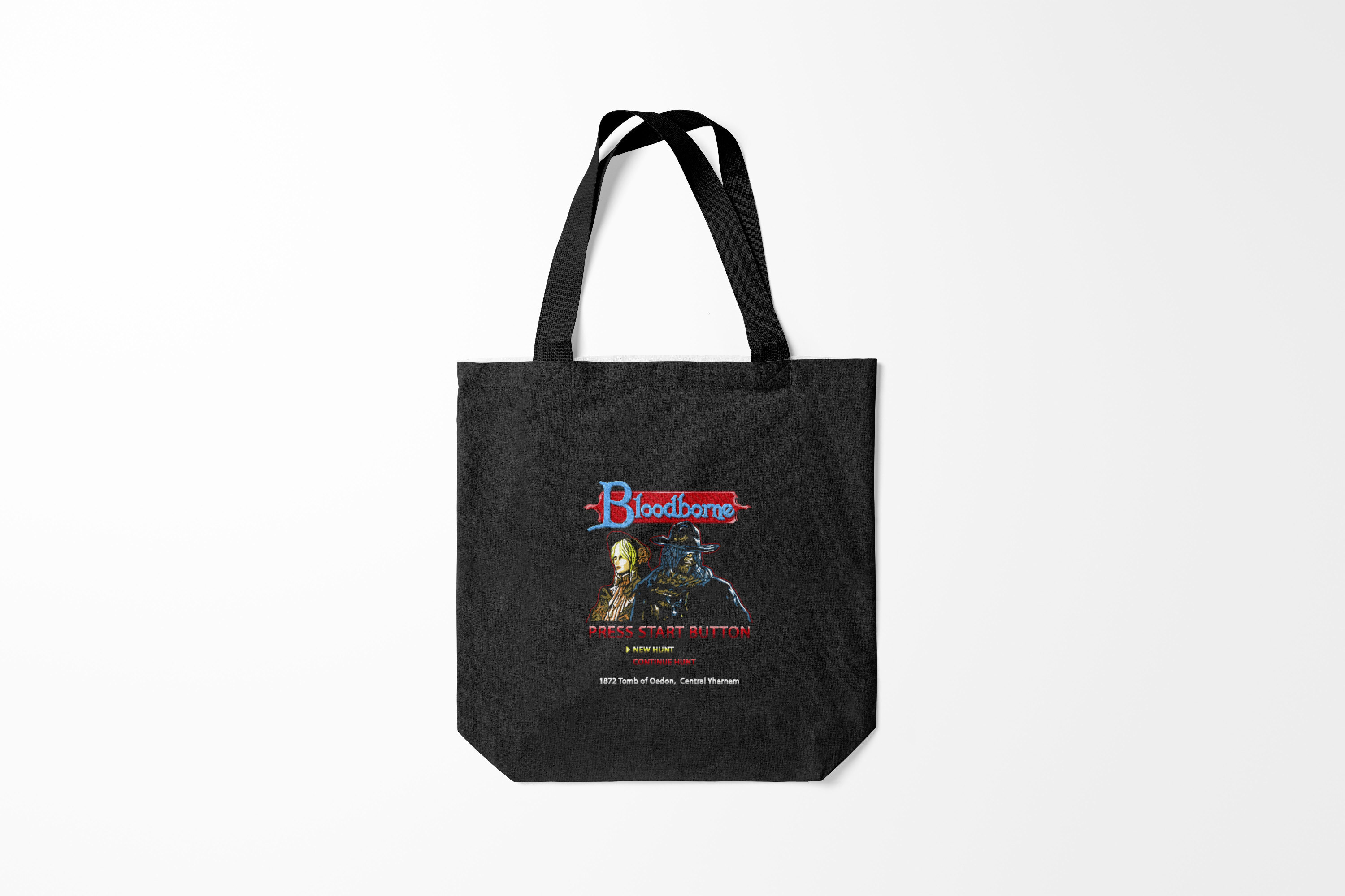 Унисекс-сумка шoппер Burnettie в стиле Bloodborne с 8-битным разноцветным узором.