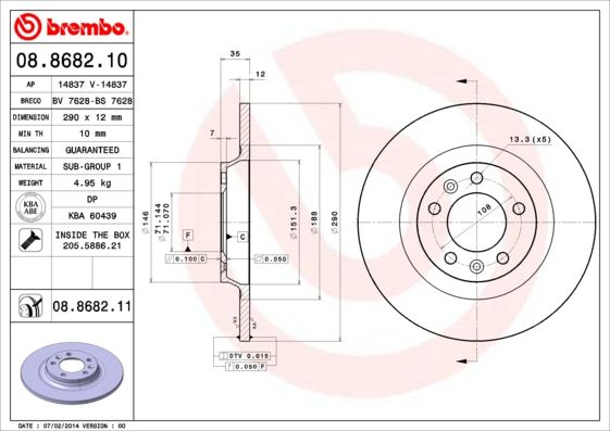 фото Диск тормозной uv coated | зад | brembo