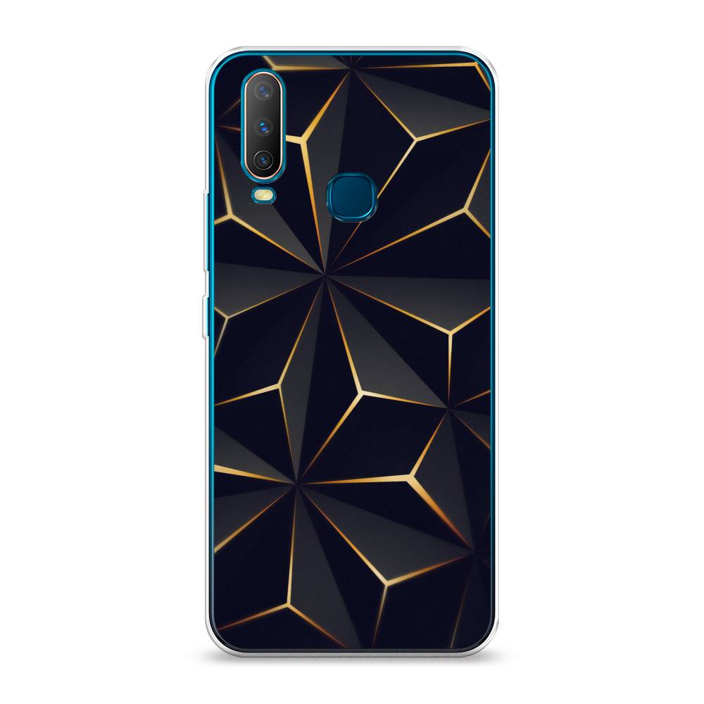 

Чехол для Vivo Y12/Y17 "Черные полигоны", Золотистый;черный, 261850-3