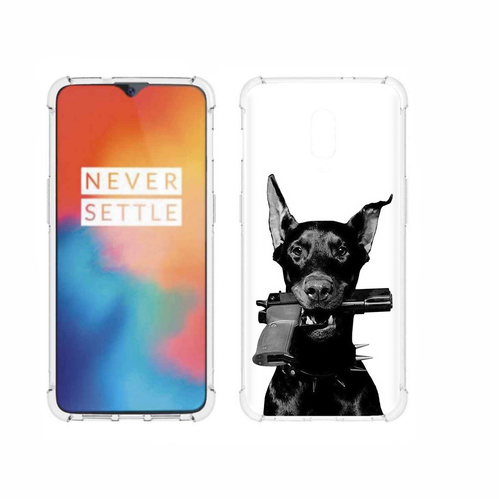 

Чехол MyPads Tocco для OnePlus 6T доберман с пистолетом, Прозрачный, Tocco