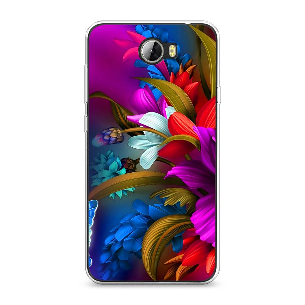 

Чехол для Honor 5A/Huawei Y5 II "Фантастические цветы", Фиолетовый;красный;синий, 60350-2