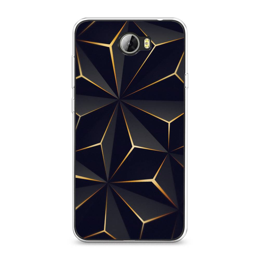 

Чехол для Honor 5A/Huawei Y5 II "Черные полигоны", Золотистый;черный, 60350-3