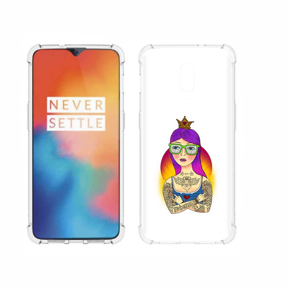 

Чехол MyPads Tocco для OnePlus 6T девушка в татуировках с короной, Прозрачный, Tocco