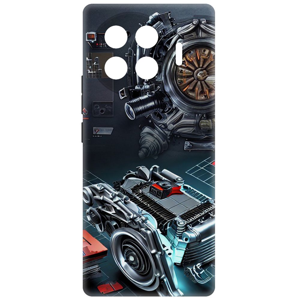 Чехол-накладка Krutoff Soft Case Моторы для TECNO Spark 20 Pro+ черный