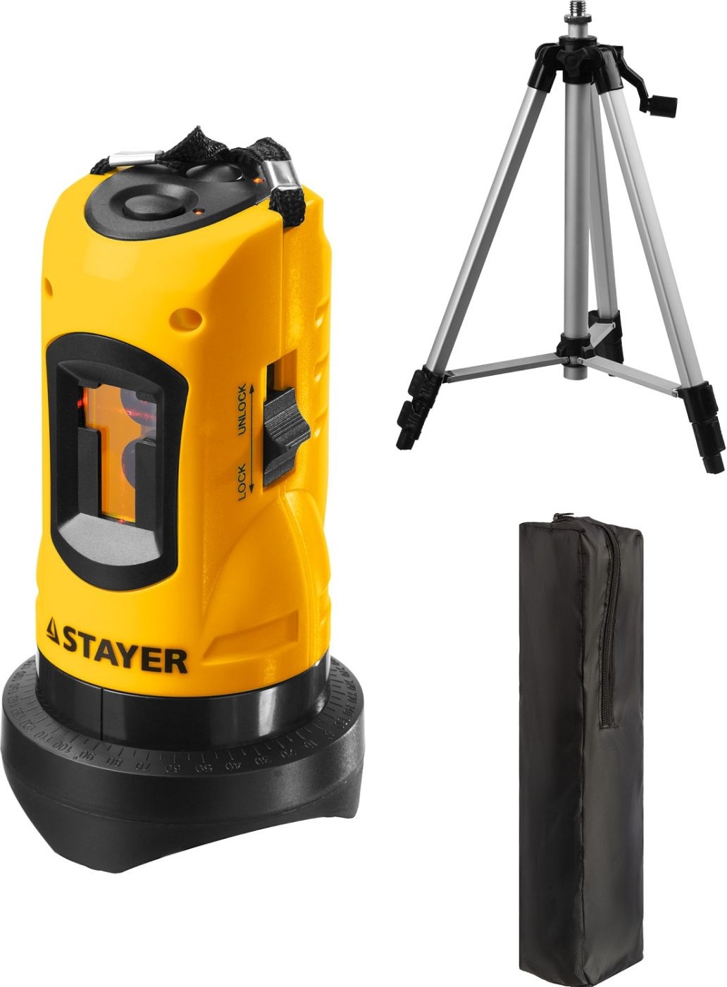 Лазерный нивелир STAYER SLL-1 10м, точн. +/-0,5 мм/м, штатив, сумка 34960-1