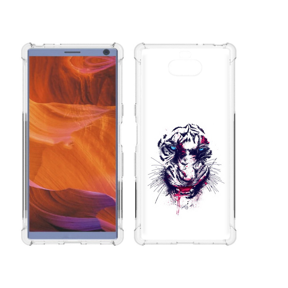 

Чехол MyPads Tocco для Sony Xperia 10 Plus безумный тигр, Прозрачный, Tocco