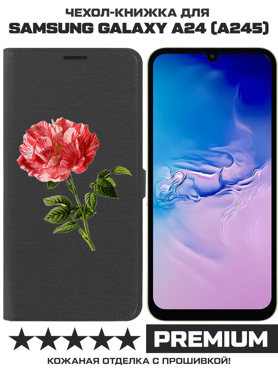 

Чехол-книжка Eco Book для Samsung Galaxy A24 (A245) Рисованная роза, Черный