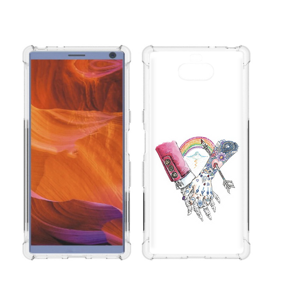 

Чехол MyPads Tocco для Sony Xperia 10 Plus абстракция руки в татуировках, Прозрачный, Tocco