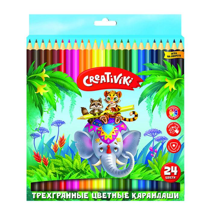 

Карандаши цветные 24 цв Creativiki дерево 3гр 6 уп, Разноцветные