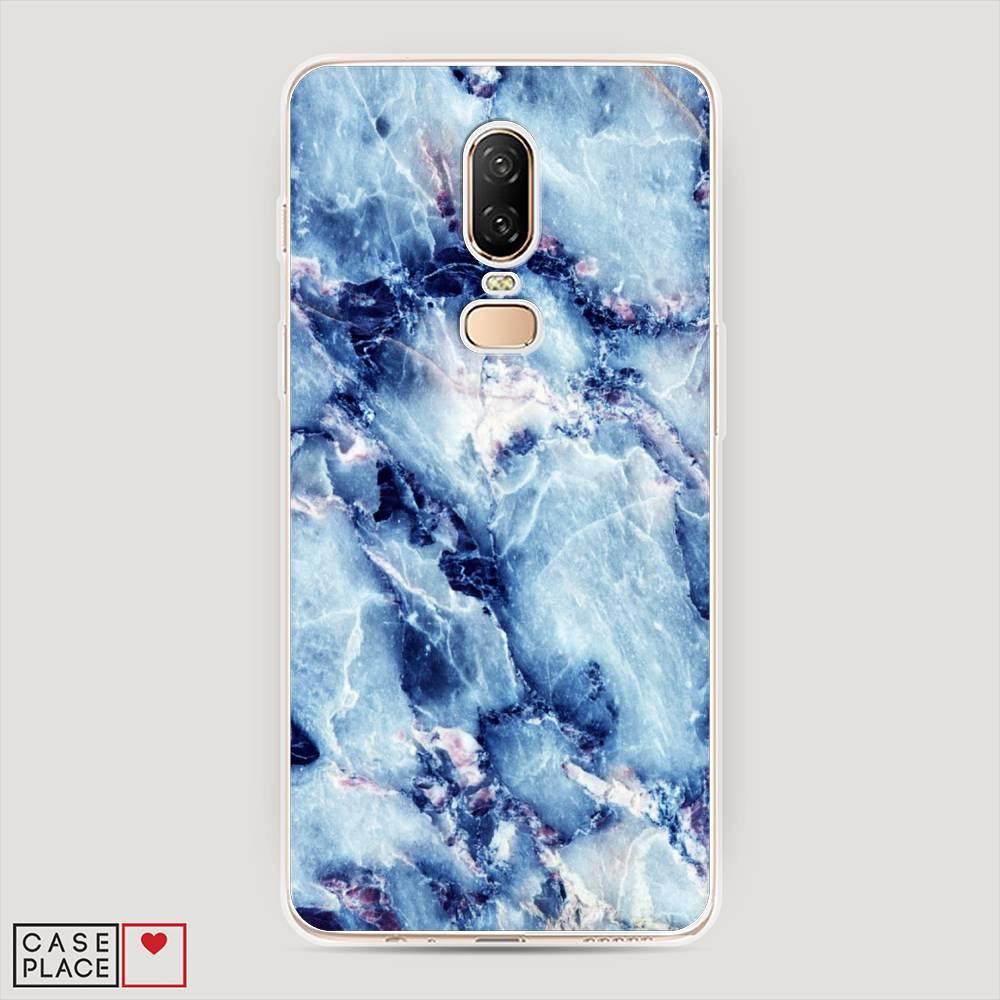 

Чехол на OnePlus 6 "Мрамор с синими прожилками", Синий, 150550-3