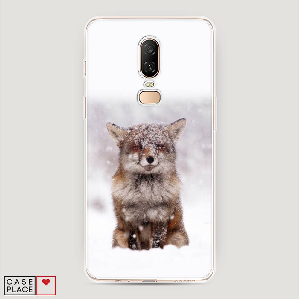 

Чехол на OnePlus 6 "Зимняя лиса", Белый;серый;коричневый, 150550-1