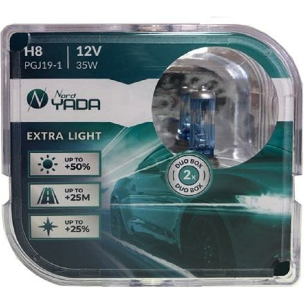 

Лампа Nord-Yada H8 12V 35W EXTRA LIGHT +50 % Plastic case - 2шт 907366