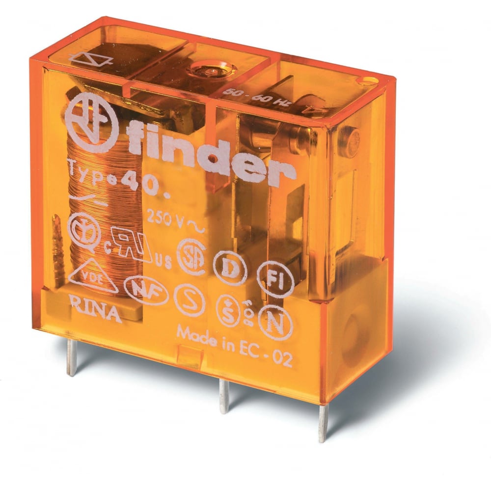

Миниатюрное реле Finder 2 перекидных контакта 8А, 230В AC, 405282300000