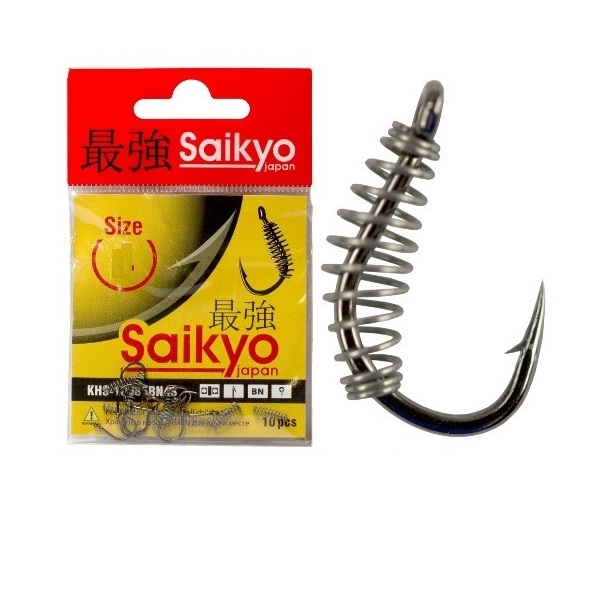 

Одинарные крючки Saikyo Chod Hook №8 BN, с колечком, с бородкой, с пружиной, Черный, KHS-10085