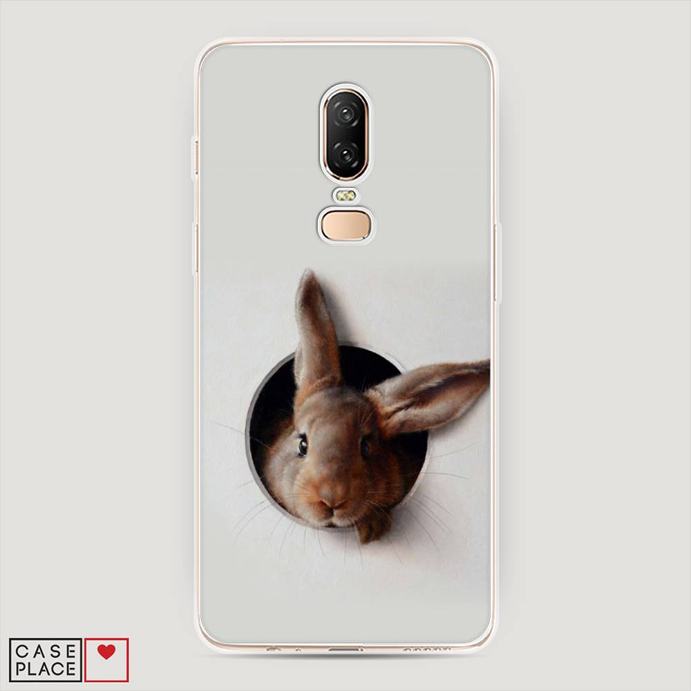

Чехол на OnePlus 6 "Любопытный кролик", Серый;коричневый, 150550-1
