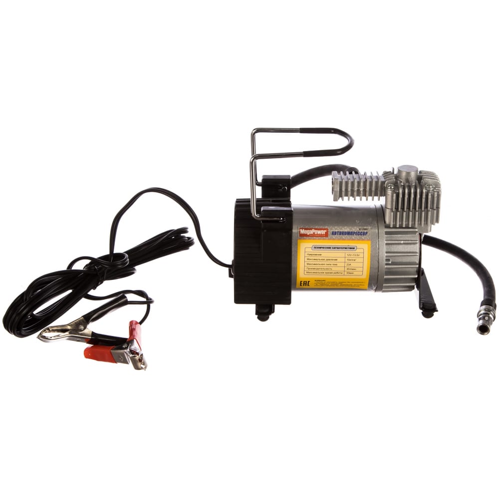 

Поршневой компрессор MEGAPOWER M-10001 150PSI 45л/мин; 23А с дефлятором