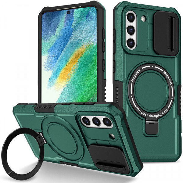 

Чехол RosCase CamShield MagSafe для Samsung Galaxy S21 FE со шторкой, Зеленый