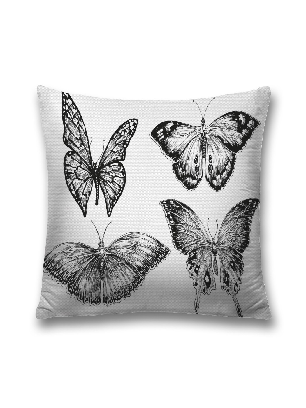 фото Наволочка декоративная joyarty "монохромные бабочки" на молнии, 45x45 см