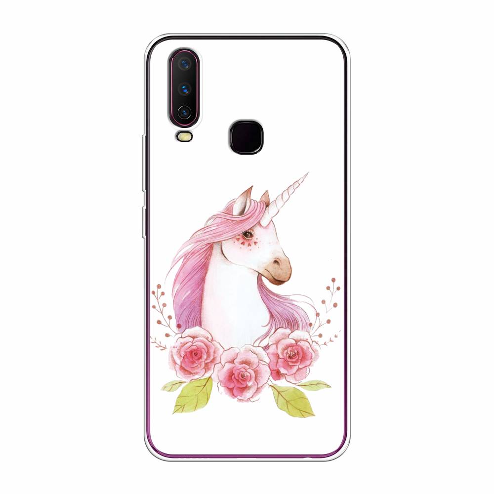 

Чехол для Vivo Y12/Y17 "Единорог цветы", Белый;розовый;серый, 261750-1