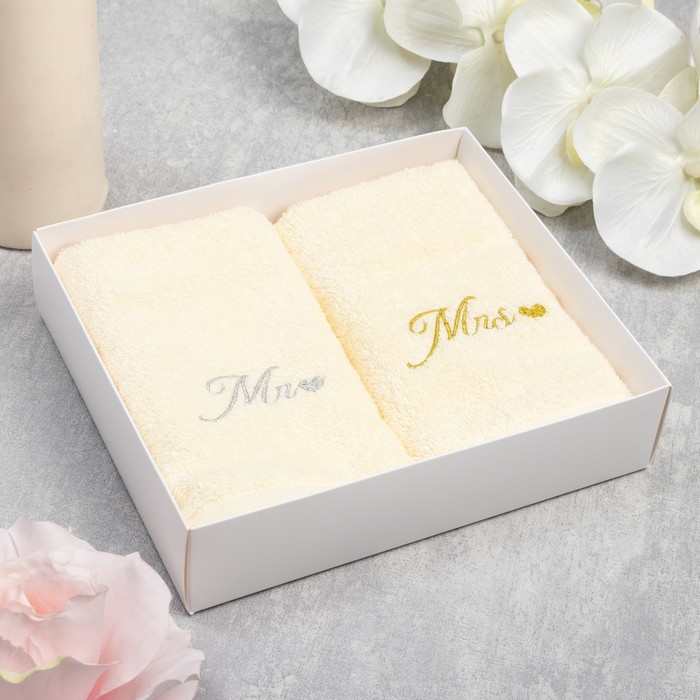 

Набор полотенец "Mr&Mrs" 30х60 см-2 шт, 100% хлопок, 340г/м2