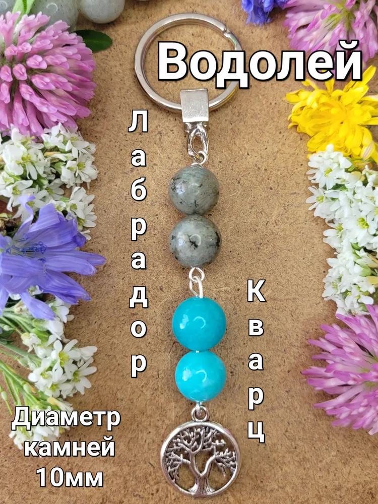 

Брелок унисекс Temerdash 4 камня водолей, Разноцветный, 4 камня
