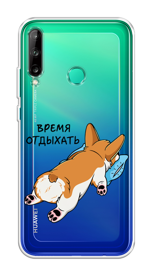 

Чехол на Huawei P40 Lite E/Y7p/Honor 9C "Корги отдыхает", Черный;коричневый;голубой, 612450-1