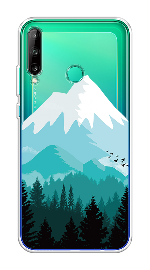 

Чехол на Huawei P40 Lite E "Синяя снежная гора", Белый;голубой, 612450-2