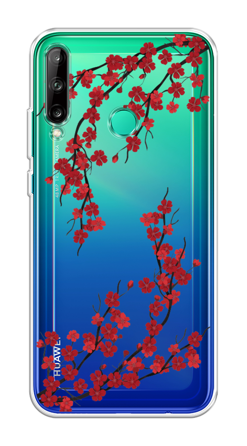 

Чехол на Huawei P40 Lite E "Красная сакура", Красный;черный, 612450-2