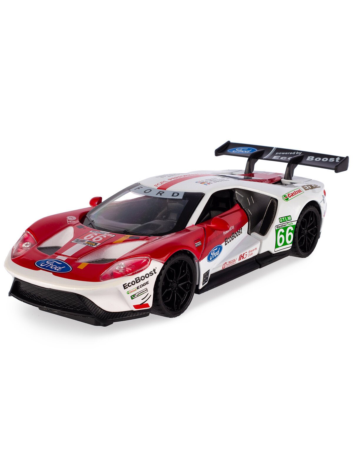 Машинка металлическая ралли XPX Ford GT №66 Daytona 1:32 красный