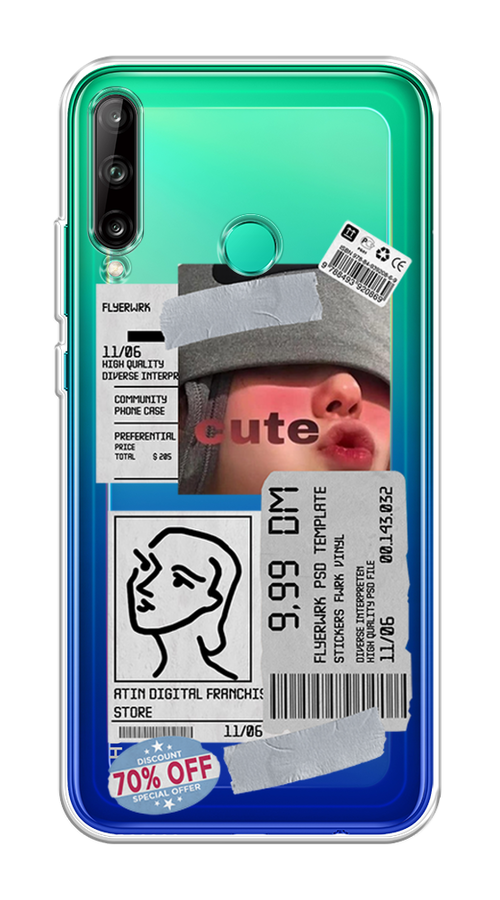 

Чехол на Huawei P40 Lite E "Cute girl collage", Розовый;серый;голубой, 612450-6