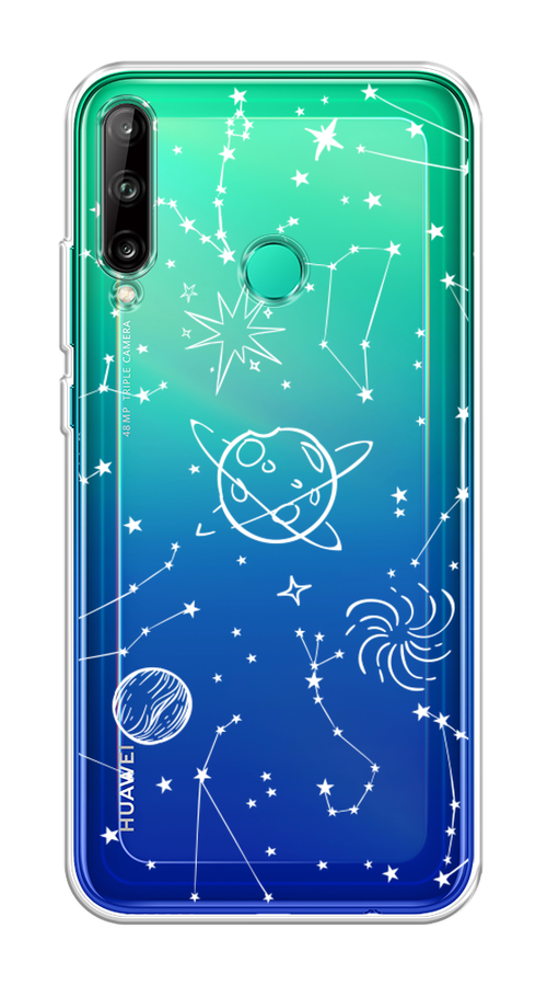 

Чехол на Huawei P40 Lite E "Планеты в космосе", Белый, 612450-2